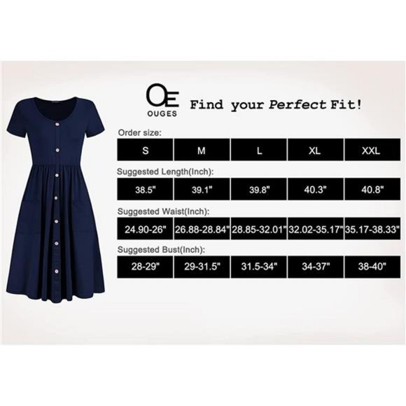 Women's V Neck Button Down Skater Dress with Pockets - Picture 4 of 6